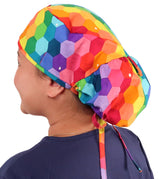 Big Hair Surgical Scrub Cap -  Rainbow Kaleidoscope