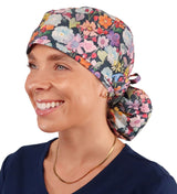 Big Hair Surgical Scrub Cap - Wonderful Watercolor Blooms