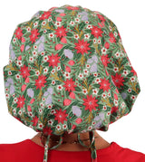 Banded Bouffant Surgical Scrub Cap - Poinsettia Party