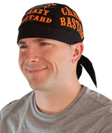 Classic Skull Cap - Screen Printed Crazy Bastard in Orange