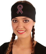 Embellished Chop Top - Black Chop Top with Pink Ribbon Rhinestud/Stone Design