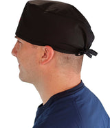 Embellished Surgical Scrub Cap - Black Cap with Medical Heart Patch