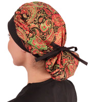 Banded Bouffant Surgical Scrub Cap - Wonderful Winter Paisley with Black Band - Banded Bouffant Surgical Scrub Caps - Sparkling EARTH