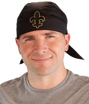 Embellished Classic Skull Cap - Black Skull Cap with Fleur De Lis Patch