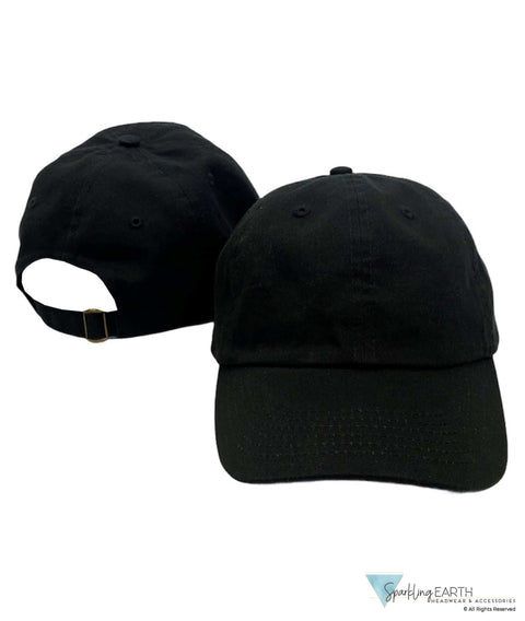 Adjustable Baseball Cap – 100% Cotton Comfort & Classic Style - Solid Black - Baseball Caps - Sparkling EARTH