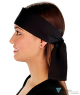 Adjustable Double Sided Martial Arts Headband with Squared Ends - Made in USA - Black