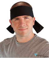 Adjustable Double Sided Martial Arts Headband with Squared Ends - Made in USA - Black Martial Arts Headbands