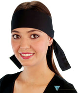 Adjustable Double Sided Martial Arts Headband with Squared Ends - Made in USA - Black Martial Arts Headbands