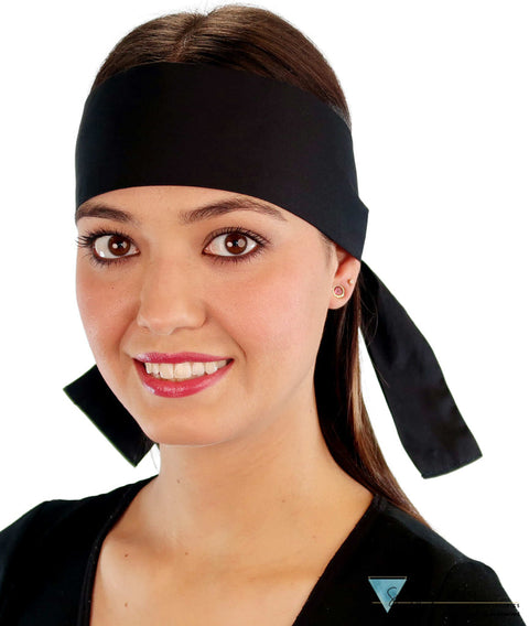 Adjustable Double Sided Martial Arts Headband with Squared Ends - Made in USA - Black Martial Arts Headbands