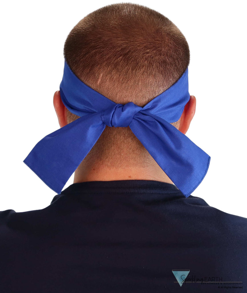Adjustable Double Sided Martial Arts Headband with Squared Ends - Made in USA - Royal Blue Martial Arts Headbands