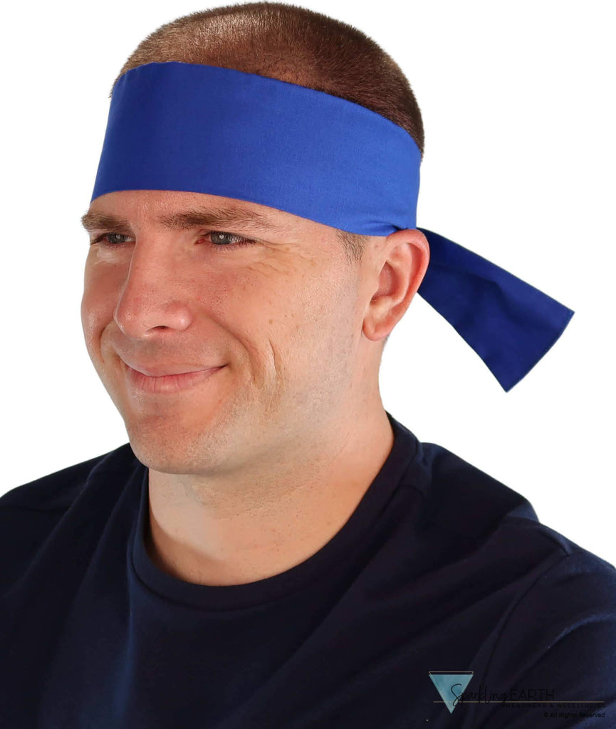 Adjustable Double Sided Martial Arts Headband with Squared Ends - Made in USA - Royal Blue - Martial Arts Headbands - Sparkling EARTH