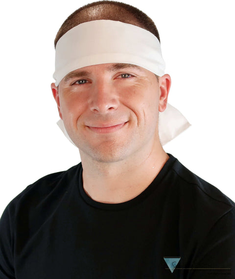 Adjustable Double Sided Martial Arts Headband with Squared Ends - Made in USA - White Martial Arts Headbands