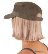 Adjustable Military Style Cadet Cap – 100% Cotton with Hook & Loop Closure - Solid Olive Cadet Caps
