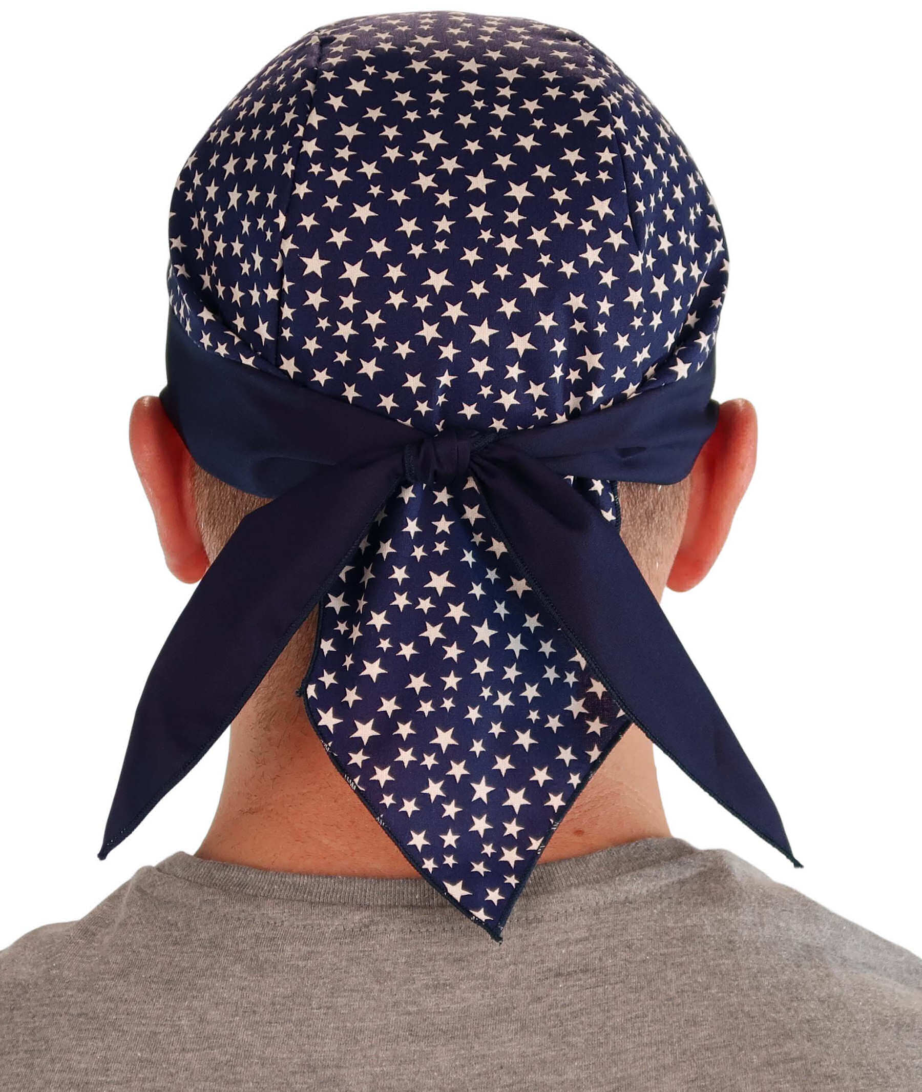 Breathable Cotton Skull Caps: Perfect for Any Activity - Small Stars on Navy with Navy Band Classic Skull Caps