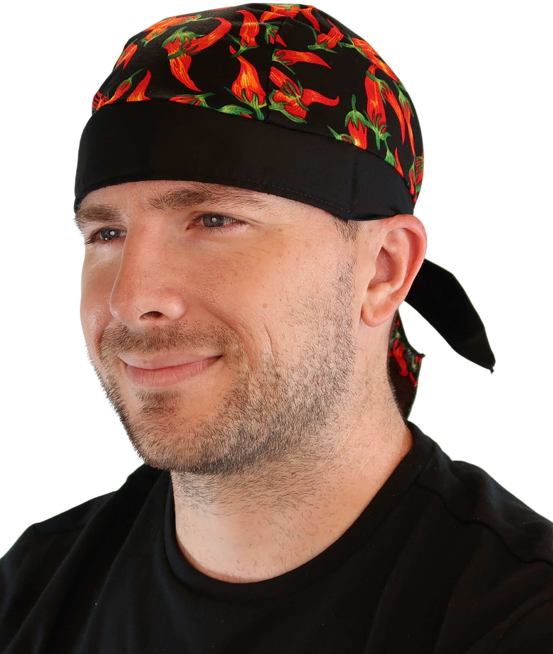 Breathable Cotton Skull Caps: Perfect for Any Activity  - Red Chili Peppers with Black Band - Classic Skull Caps - Sparkling EARTH