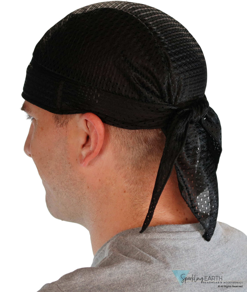 Air Flow Skull Caps - Ultimate Comfort Ventilation and Breathability - Black on Black Stretch Mesh Skull Caps