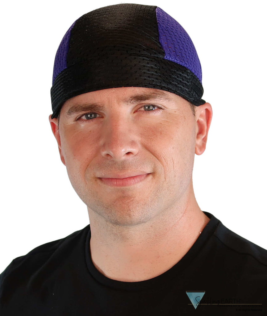 Air Flow Skull Caps - Ultimate Comfort Ventilation and Breathability - Purple and Black Stretch Mesh Skull Caps