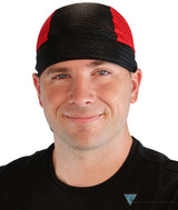 Air Flow Skull Caps – Ultimate Comfort Ventilation And Breathability-Red Black Stretch Mesh