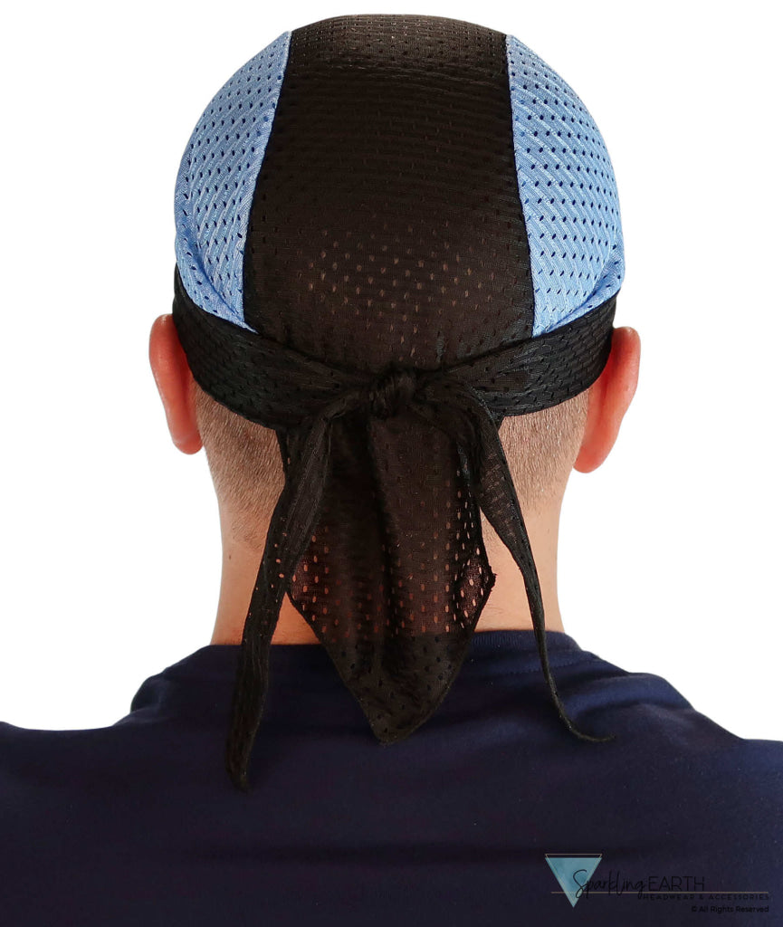 Air Flow Skull Caps - Ultimate Comfort Ventilation and Breathability - Sky Blue & Black Stretch Mesh Skull Caps