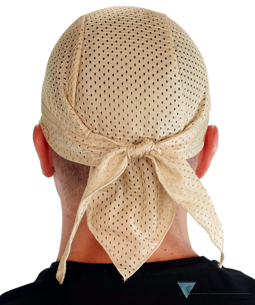 Air Flow Skull Caps - Ultimate Comfort Ventilation and Breathability - Tan on Tan Stretch Mesh Skull Caps