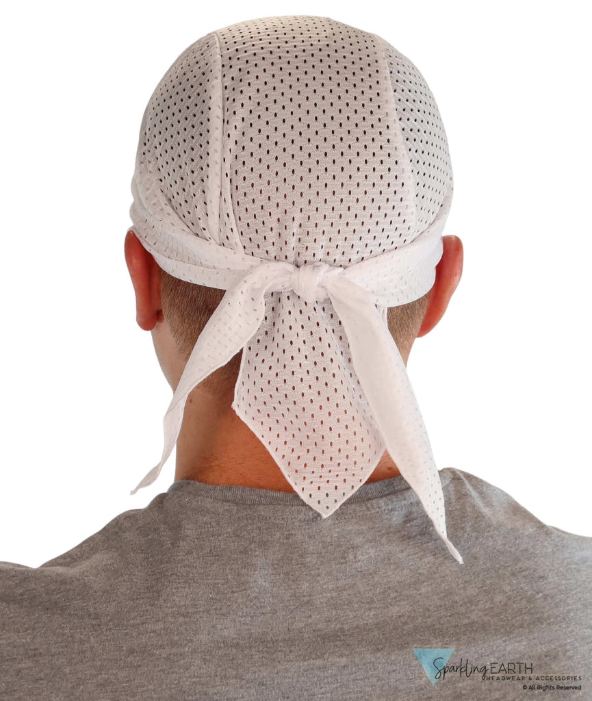 Air Flow Skull Caps - Ultimate Comfort Ventilation and Breathability - White on White Stretch Mesh Skull Caps