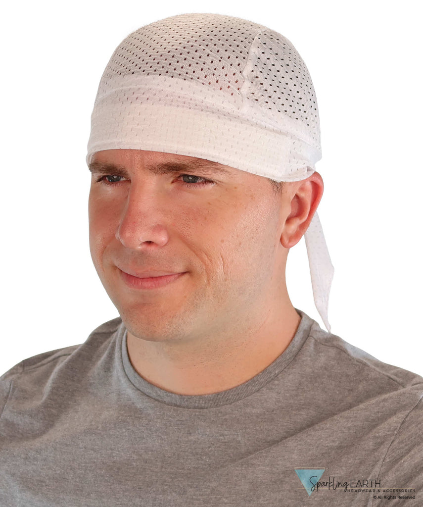 Air Flow Skull Caps - Ultimate Comfort Ventilation and Breathability - White on White Stretch Mesh Skull Caps