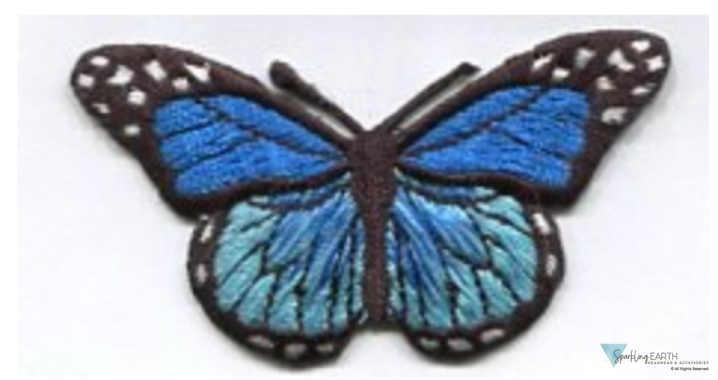 American-Made Cotton Surgical Scrub Cap with Unique Flair - Royal Blue Cap with Blue Butterfly Patch Surgical Scrub Caps