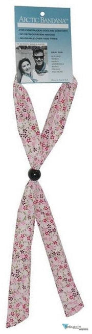 Arctic Bandana Neck Cooling Tie  - Small Daisies Pink, Red & White on Pink - Sparkling EARTH
