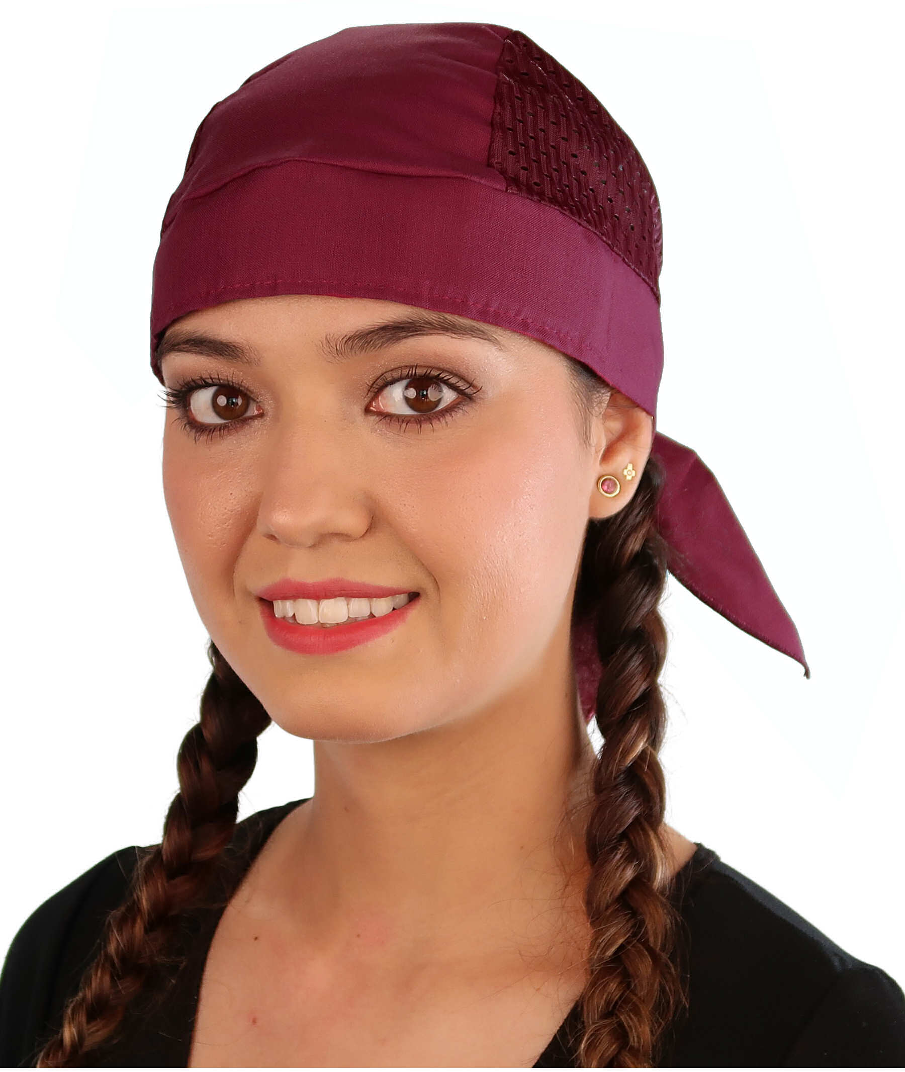 Breathable Cotton Skull Caps with Air Flow Side Panels - Ultimate Comfort Cotton - Burgundy Air Flow (Mesh Sides)