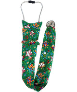 Stethoscope Cover - Snowman Stars on Green