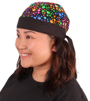 Classic Skull Cap - Multi Colored Dots on Black