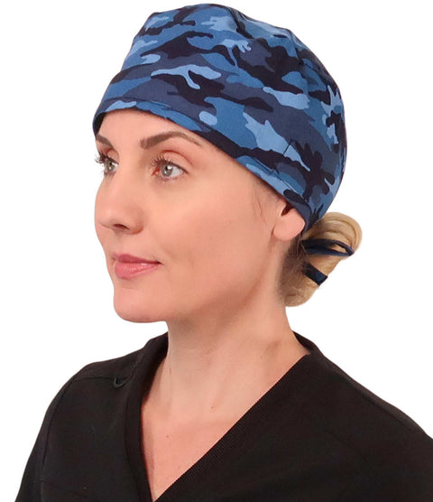 Surgical Scrub Cap - Dark Blue Camo