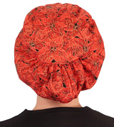 Riley Comfort Surgical Scrub Cap - Beautiful Poinsettias in Bloom with Gold Metallic