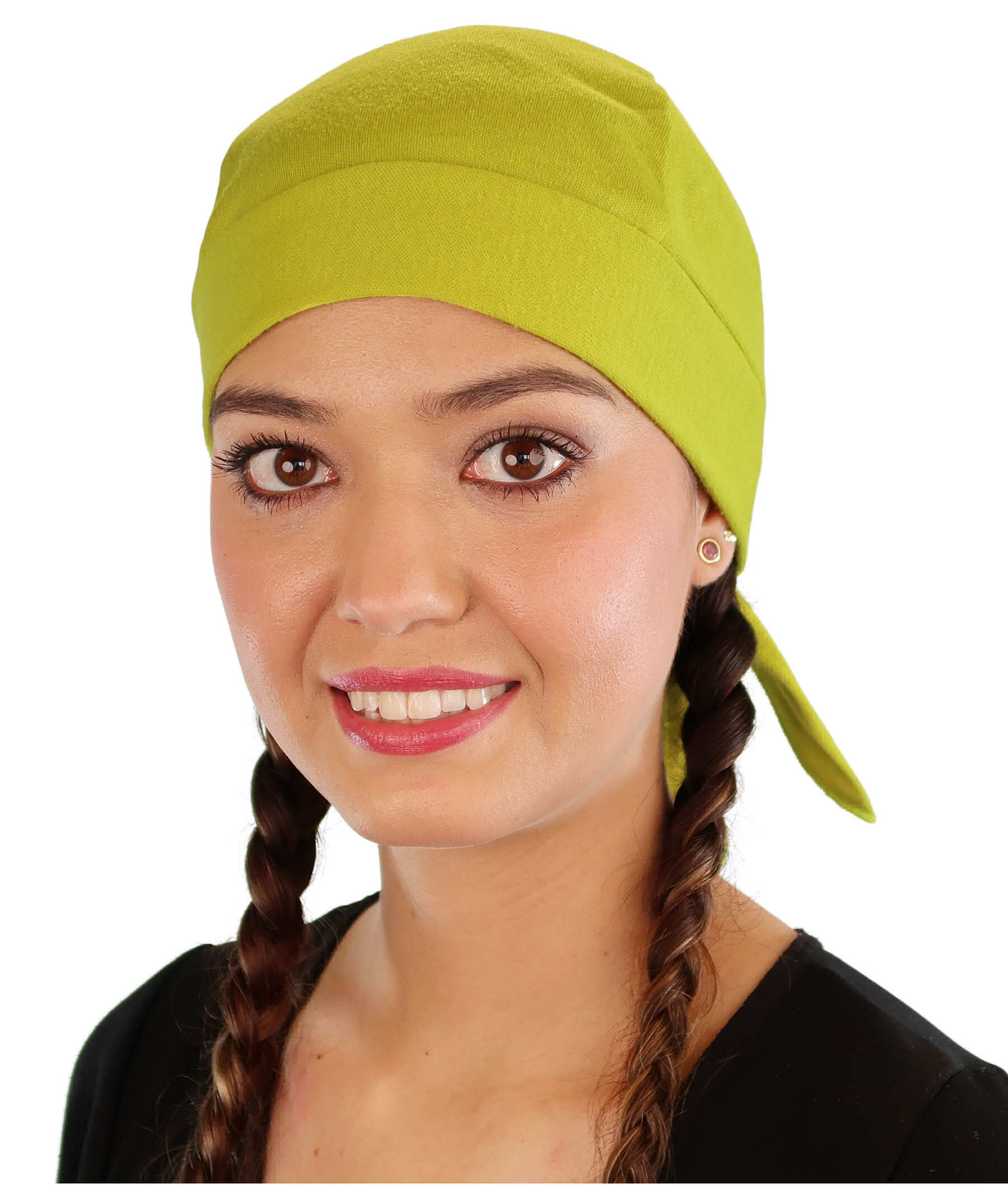 Grand Extra Deep Stretch Skull Cap - Stretchy Sweatband-Free Made in USA - Solid Lime Green Grand Stretch Skull Caps