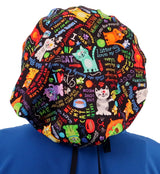 Banded Bouffant Surgical Scrub Cap - PURRfect Kitties with Black Ties