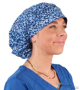 Banded Bouffant Ponytail Scrub Cap - Baby Blue Buds Surgical Caps