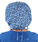 Banded Bouffant Ponytail Scrub Cap - Baby Blue Buds Surgical Caps