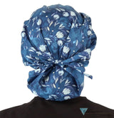 Banded Bouffant Ponytail Scrub Cap - Bountiful Blue Blooms Surgical Caps