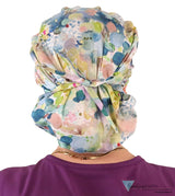 Banded Bouffant Ponytail Scrub Cap - Dewy Watercolor Droplets Surgical Caps