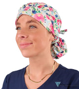 Banded Bouffant Ponytail Scrub Cap - Spring Has Sprung! Surgical Caps