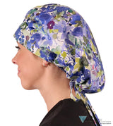 Banded Bouffant Ponytail Scrub Cap - Wildflower Meadow Surgical Caps