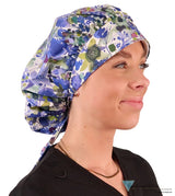 Banded Bouffant Ponytail Scrub Cap - Wildflower Meadow Surgical Caps