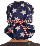 Big Hair Ponytail Surgical Scrub Cap American Pride Banded Bouffant Surgical Scrub Caps