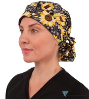 Banded Bouffant Surgical Scrub Cap - BEEutiful Sunflowers - Banded Bouffant Surgical Scrub Caps - Sparkling EARTH