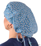 Banded Bouffant Ponytail Scrub Cap - Dainty Daisies Banded Bouffant Surgical Scrub Caps