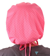 Banded Bouffant Ponytail Scrub Cap - Delightful Polka Dots Banded Bouffant Surgical Scrub Caps