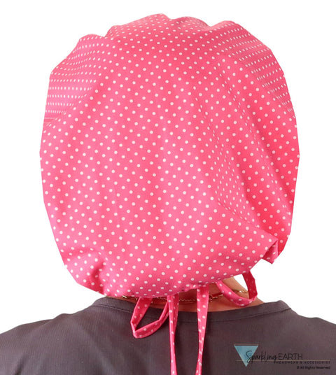 Banded Bouffant Ponytail Scrub Cap - Delightful Polka Dots Banded Bouffant Surgical Scrub Caps