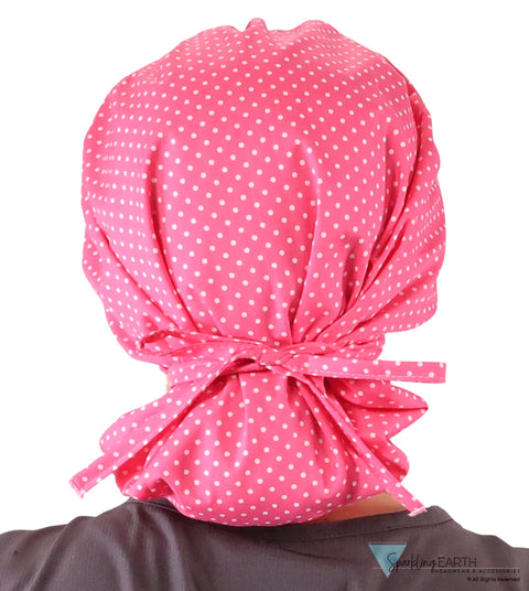 Banded Bouffant Ponytail Scrub Cap - Delightful Polka Dots Banded Bouffant Surgical Scrub Caps