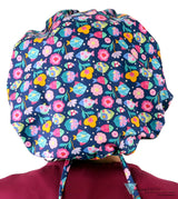 Banded Bouffant Ponytail Scrub Cap - Fabulous Fishies - Banded Bouffant Surgical Scrub Caps - Sparkling EARTH