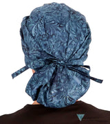 Banded Bouffant Surgical Scrub Cap - Fresh Floral Batik in Blue - Banded Bouffant Surgical Scrub Caps - Sparkling EARTH